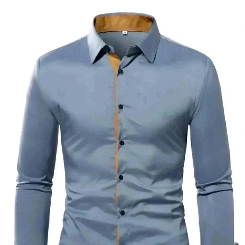 Grey Mens Button Up Tee Shirt